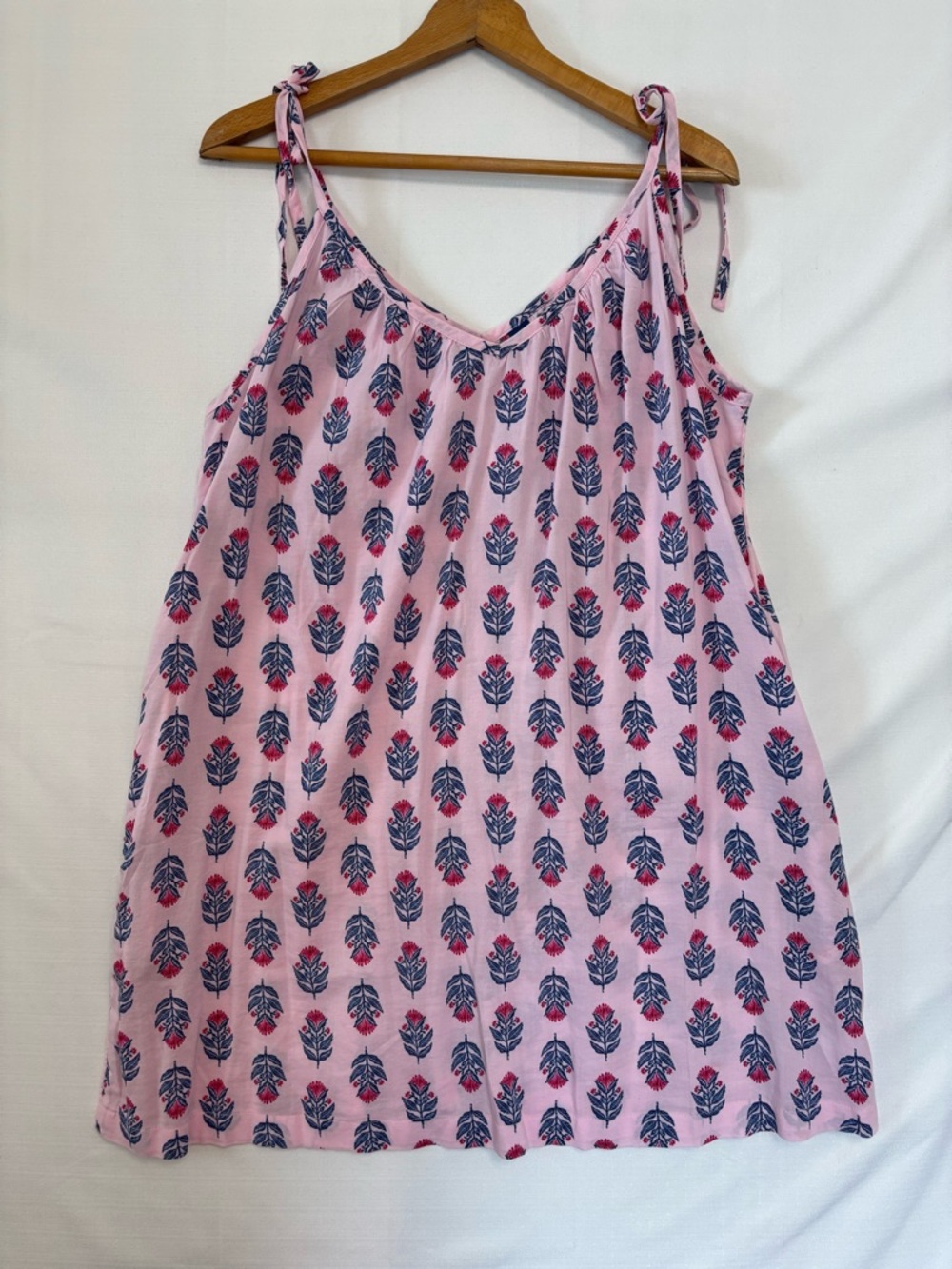 OLD NAVY Pink Floral Tie-Shoulder Mini Swing Dress Size Medium